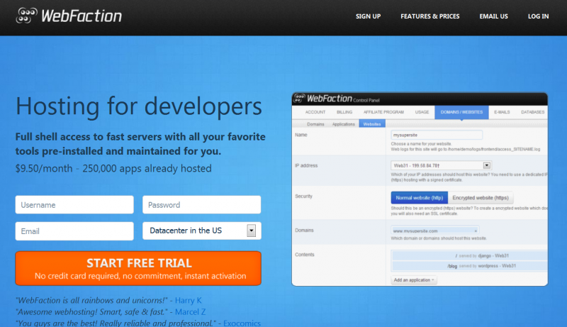 Une solution d'hebergement pour developpeurs, WebFaction